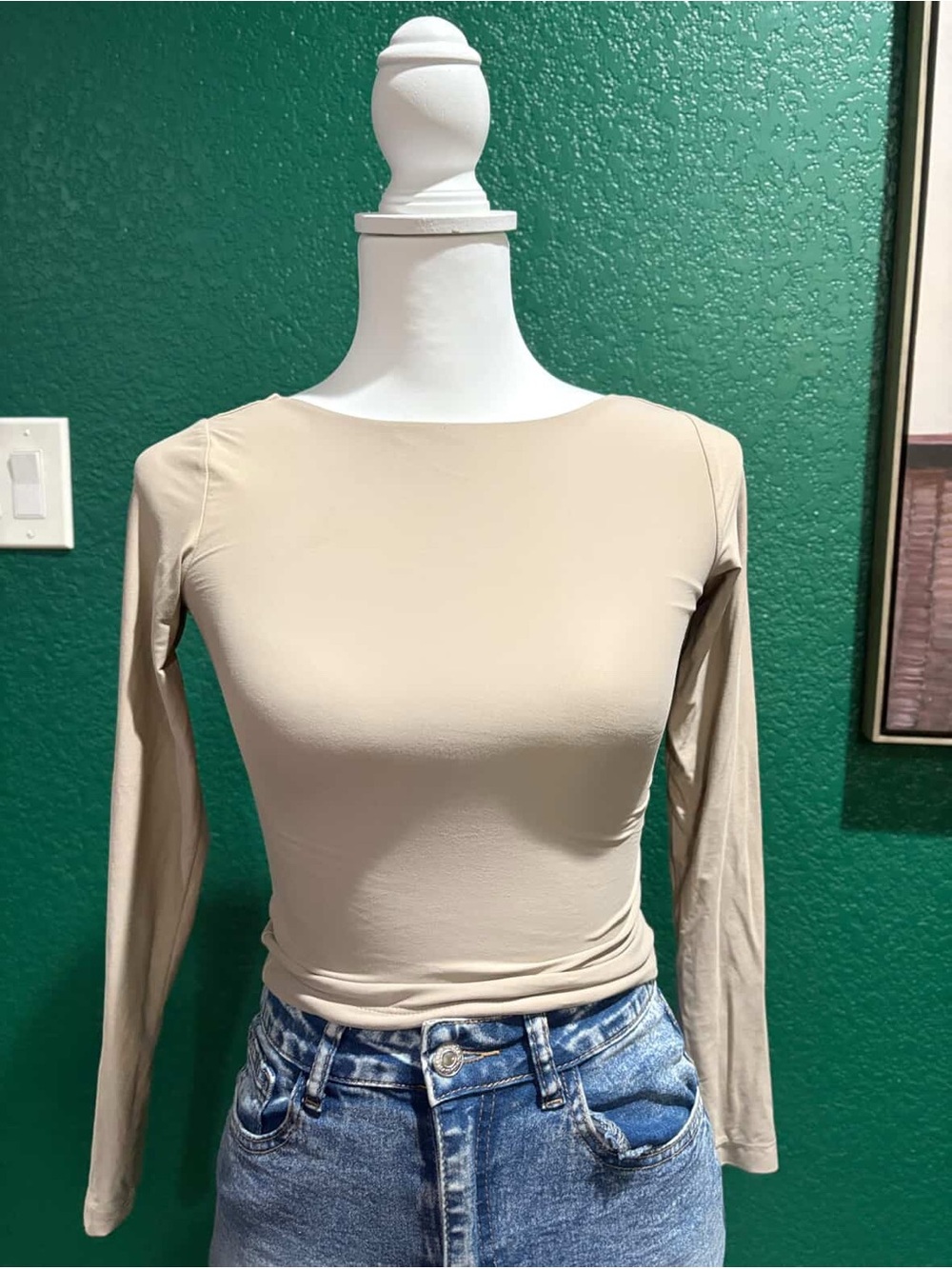 Long Sleeve Top in Beige